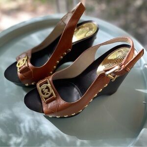 Michael Kors Wedge Heels with Gold Stud Accents - Size 7 1/2